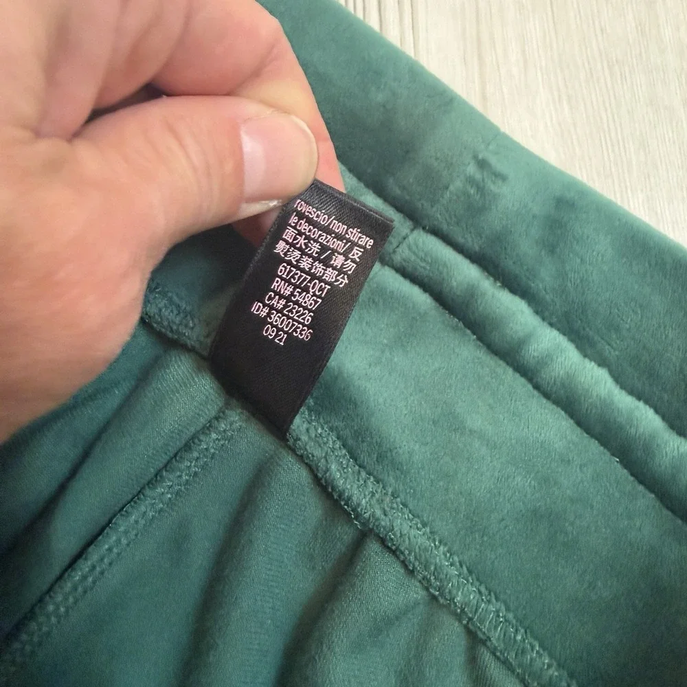 Victorias Secret Medium Pants Velour Jogger Elastic Waist Pull on Deep Green - Picture 6 of 11